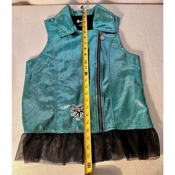 Disney Descendants 3 Teal Uma Motorcycle Vest Black Vest Tulle XL (14/16) - Picture 7 of 8